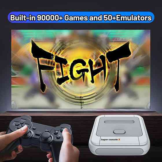 KINHANK Игровая приставка X для видеоигр с поддержкой 90000 игр, 50 эмуляторов для PS1/PSP/MAME/DC Макеевка