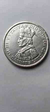 10 литов 1936 года. Редкая серебряная монета Литвы. Донецк