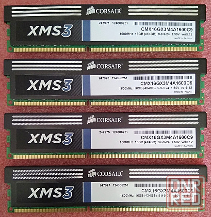 DDR3 4+4+4+4Gb - DDR3 16Gb для Socket 775 и выше- 1600MHz (PC3-12800) Corsair XMS3 CMX16GX3M4A1600C9 Донецк - изображение 1