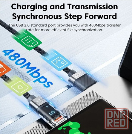 Кабель Toocki PD 6А USB \Type-C, с дисплеем Донецк - изображение 5