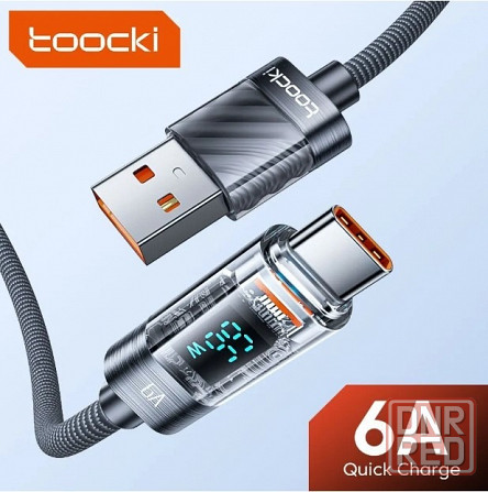 Кабель Toocki PD 6А USB \Type-C, с дисплеем Донецк - изображение 1
