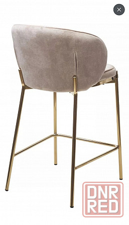 2 барных стула на золотых ножках, обивка-велюр бежевого цвета Макеевка - изображение 3