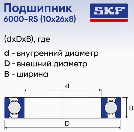 Подшипник SKF 6000-2RSH Донецк