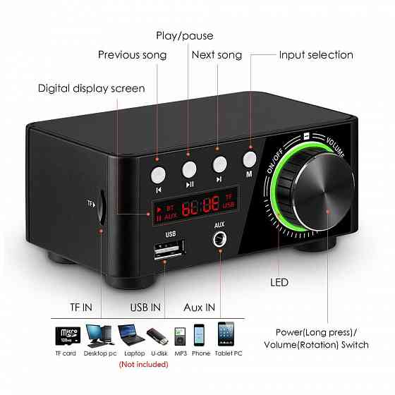 Усилитель цифровой класса D Hi-Fi Bluetooth 5.0 Донецк