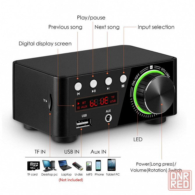 Усилитель цифровой класса D Hi-Fi Bluetooth 5.0 Донецк - изображение 2