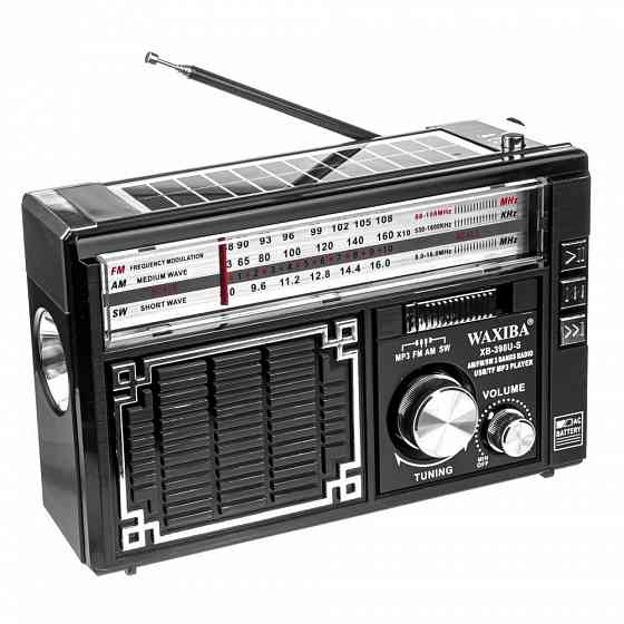 FM радио приемник Waxiba XB-398U-S, 1Вт (Usb, Microsd, Фонарик, Солнечная батарея, Влагозащита) Донецк