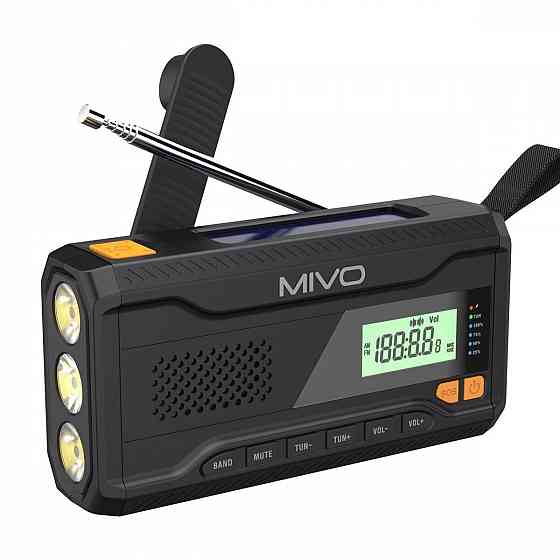 FM радио приемник Mivo MR-001, 3Вт (power bank 4500 mah, фонарик, солнечная батарея, влагозащита) Донецк