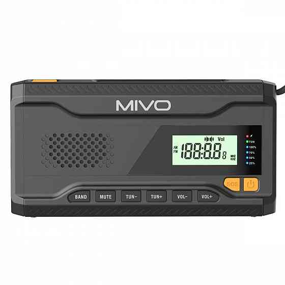 FM радио приемник Mivo MR-001, 3Вт (power bank 4500 mah, фонарик, солнечная батарея, влагозащита) Донецк