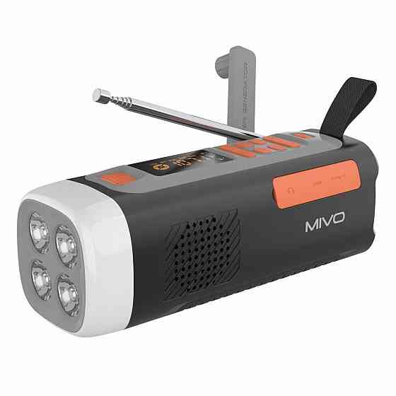 FM радио приемник Mivo MR-002, 3Вт (power bank 4500 mah, фонарик, солнечная батарея, влагозащита) Донецк