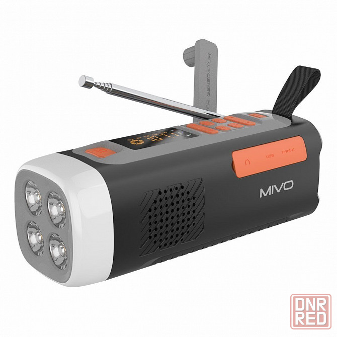 FM радио приемник Mivo MR-002, 3Вт (power bank 4500 mah, фонарик, солнечная батарея, влагозащита) Донецк - изображение 1