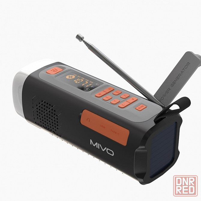 FM радио приемник Mivo MR-002, 3Вт (power bank 4500 mah, фонарик, солнечная батарея, влагозащита) Донецк - изображение 2