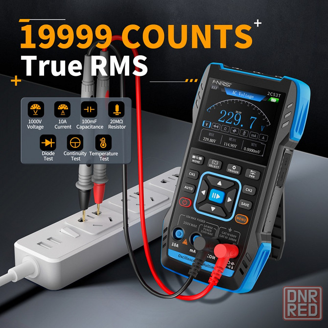 Цифровой 2-канальный осциллограф/генератор/мультиметр Fnirsi-2C53T+ (новая версия) Донецк - изображение 4