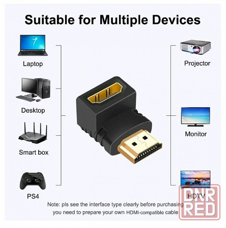 HDMI-адаптер (переходник) угловой HDMI-HDMI, угол 90 градусов Донецк - изображение 2