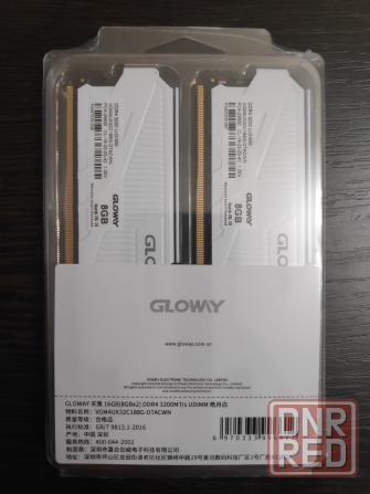 Оперативная память GLOWAY DDR4 16гб (8x2) 3200 МГц Новая Донецк - изображение 1