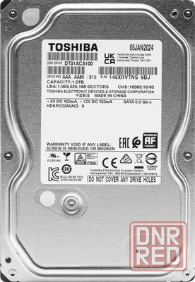 Жесткий диск Toshiba 1Tb, DT01ACA100, HDD, SATA III, 3.5" Донецк - изображение 1