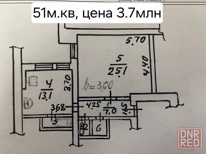 Продам 1к квартиру 50м.кв. сталинка, Левый берег, Утренний рынок Мариуполь - изображение 2