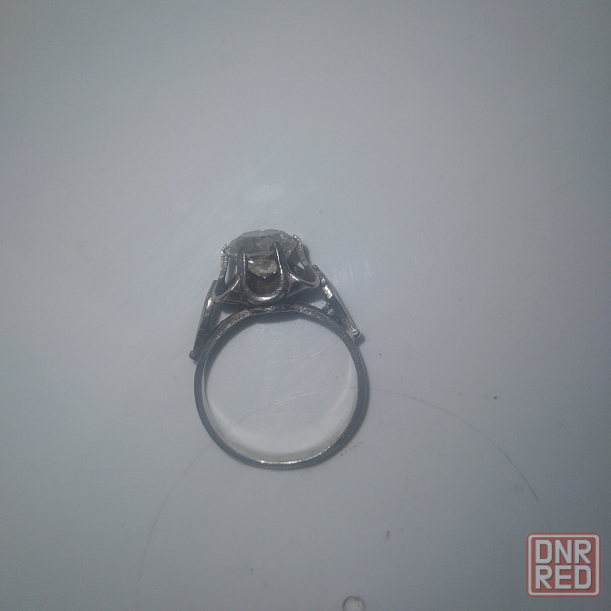 Кольцо серебряное 875 пробы с камушком. 1960 год. Донецк - изображение 2