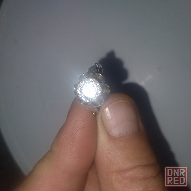 Кольцо серебряное 875 пробы с камушком. 1960 год. Донецк - изображение 3
