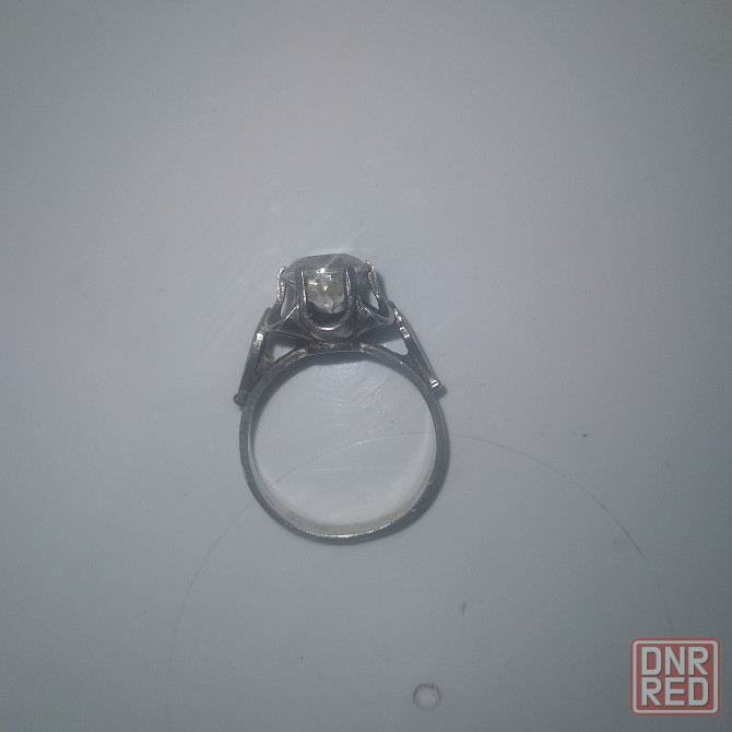 Кольцо серебряное 875 пробы с камушком. 1960 год. Донецк - изображение 1
