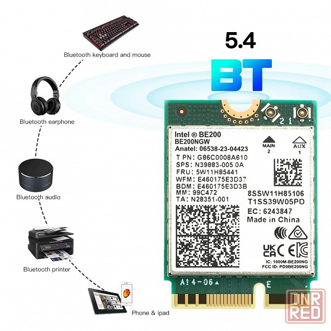 Wi-Fi7+BT 5.4 Адаптер Intel BE200 5,8 Гбит/с NGFF Донецк - изображение 2