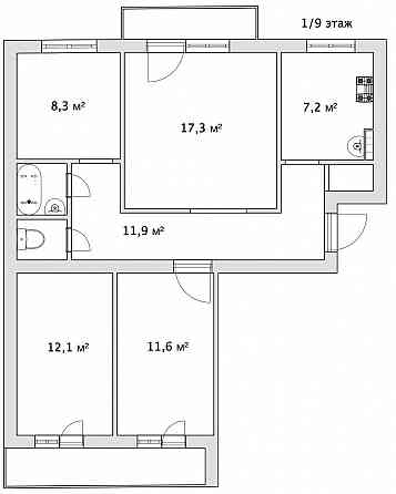 4-к. кв., 77,8 м², 1/9 эт. Мариуполь