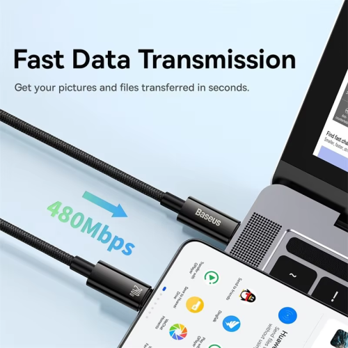 Сетевой кабель Baseus Tungsten Gold Fast Charging Data Cable 240W 1m Black Макеевка