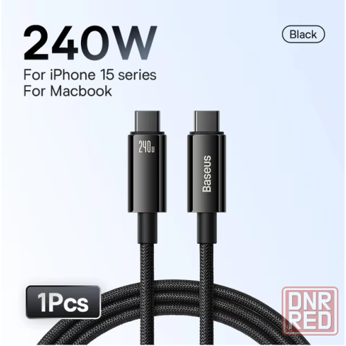 Сетевой кабель Baseus Tungsten Gold Fast Charging Data Cable 240W 1m Black Макеевка - изображение 1