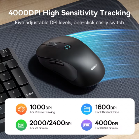 Беспроводная мышь Baseus F02 Ergonomic Wireless Mouse Cluster Black/White(B01055505111-01) Макеевка