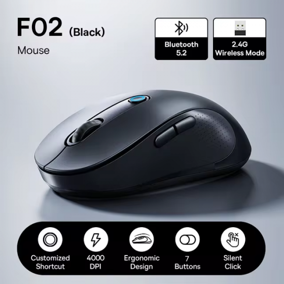 Беспроводная мышь Baseus F02 Ergonomic Wireless Mouse Cluster Black/White(B01055505111-01) Макеевка