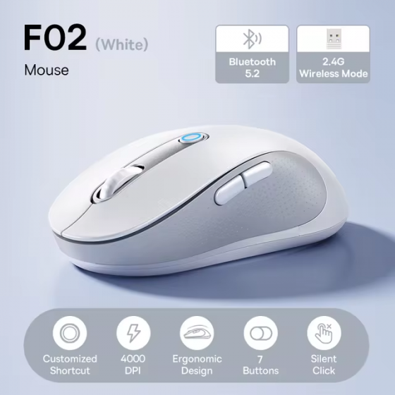 Беспроводная мышь Baseus F02 Ergonomic Wireless Mouse Cluster Black/White(B01055505111-01) Макеевка