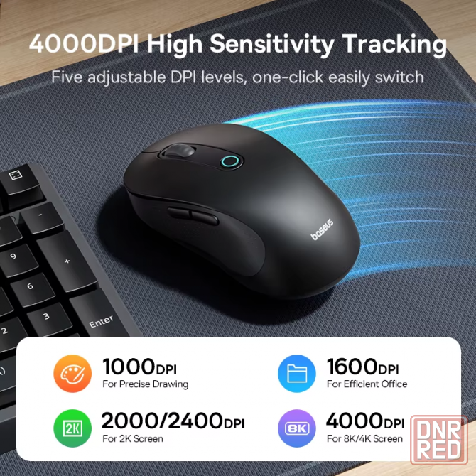 Беспроводная мышь Baseus F02 Ergonomic Wireless Mouse Cluster Black/White(B01055505111-01) Макеевка - изображение 6