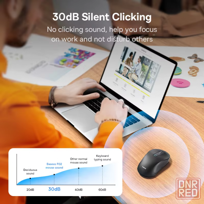 Беспроводная мышь Baseus F02 Ergonomic Wireless Mouse Cluster Black/White(B01055505111-01) Макеевка - изображение 8