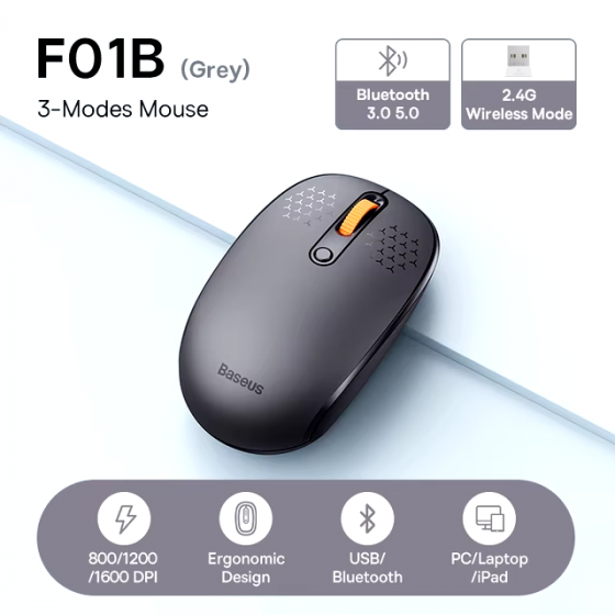 Трехрежимная беспроводная мышь Baseus F01B (2.4Ghz, BT3.0, BT5.0) Макеевка