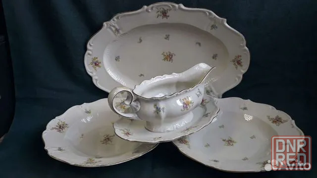 Соусник на подставке и тарелка.Старая Германия.Мейсенские цветы. Донецк - изображение 8