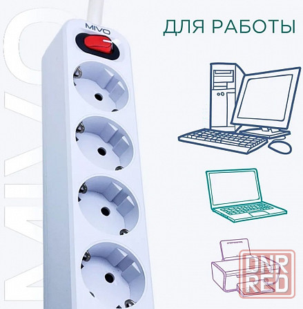 Фильтр-удлинитель Mivo MС-403 4 розетки+ 2 USB QC3.0+PD 20W White Макеевка - изображение 6