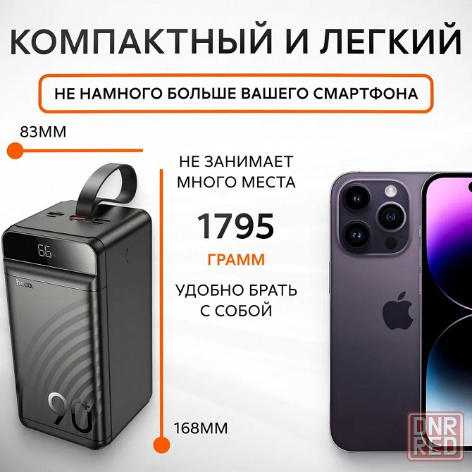 Аккумулятор внешний Hoco J123D Element 90000 mAh черный Макеевка - изображение 5