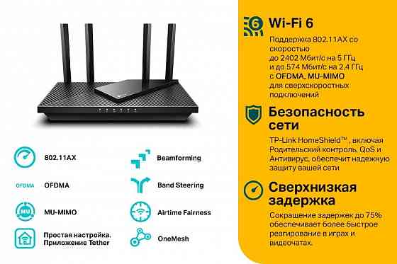 TP-Link Archer AX55 WI-FI 6 OFDMA беспроводной двухдиапазонный гигабитный маршрутизатор AX3000 Мб/с Макеевка