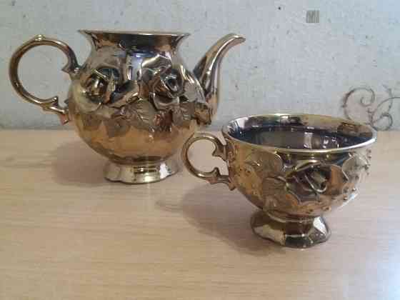 Продам набор чайник чашка смальта позолота ссср Донецк