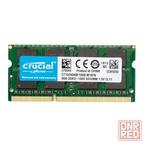 Модуль памяти для ноутбука DDR3 SODIMM 8GB/1600 Crucial 1,5V Донецк - изображение 1