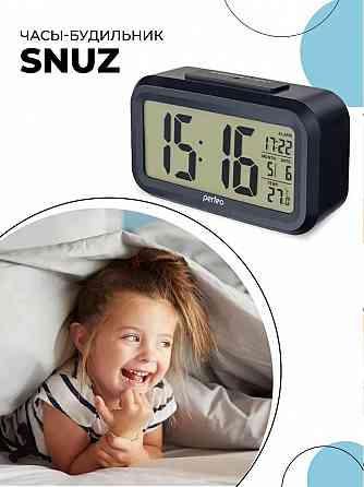 Часы-будильник Perfeo "Snuz", чёрный, (PF-S2166) время, температура, дата Макеевка