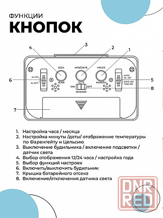 Часы-будильник Perfeo "Snuz", чёрный, (PF-S2166) время, температура, дата Макеевка - изображение 4