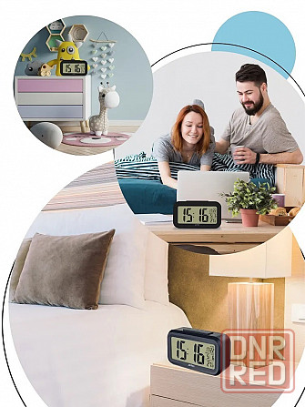 Часы-будильник Perfeo "Snuz", чёрный, (PF-S2166) время, температура, дата Макеевка - изображение 2