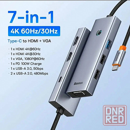 USB-хаб Baseus PortalJoy Series 7-Port Triple-Display HUB (7-в-1) Донецк - изображение 1