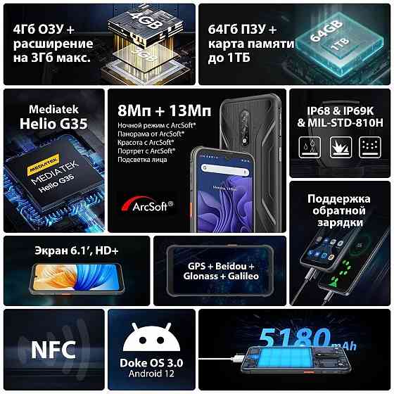 Новый!! Защищенный Blackview BV5200 pro 4Gb/64 NFC Донецк