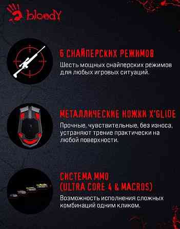 Мышь A4Tech Bloody A7 Black Blazing, 4000dpi, 8but, USB Макеевка