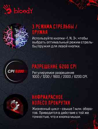 Мышь A4Tech Bloody A7 Black Blazing, 4000dpi, 8but, USB Макеевка