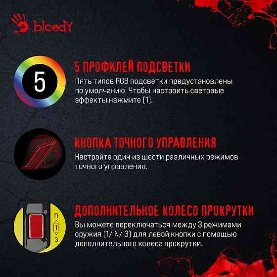 Мышь A4Tech Bloody W70 Max Punk желтый/черный оптическая 10000 dpi Макеевка
