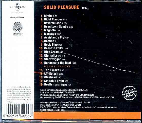 CD диск Yello-Solid Pleasure Донецк