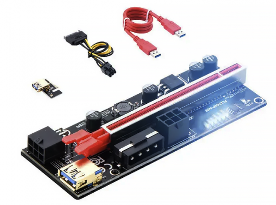 Райзер для видеокарты ver009c plu PCI-E PCI Express Riser USB 3.0 - 2*6PIN+MOLEX Макеевка