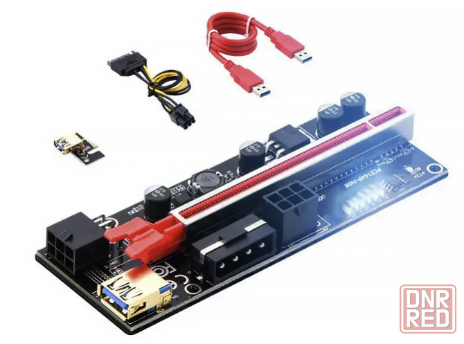 Райзер для видеокарты ver009c plu PCI-E PCI Express Riser USB 3.0 - 2*6PIN+MOLEX Макеевка - изображение 1